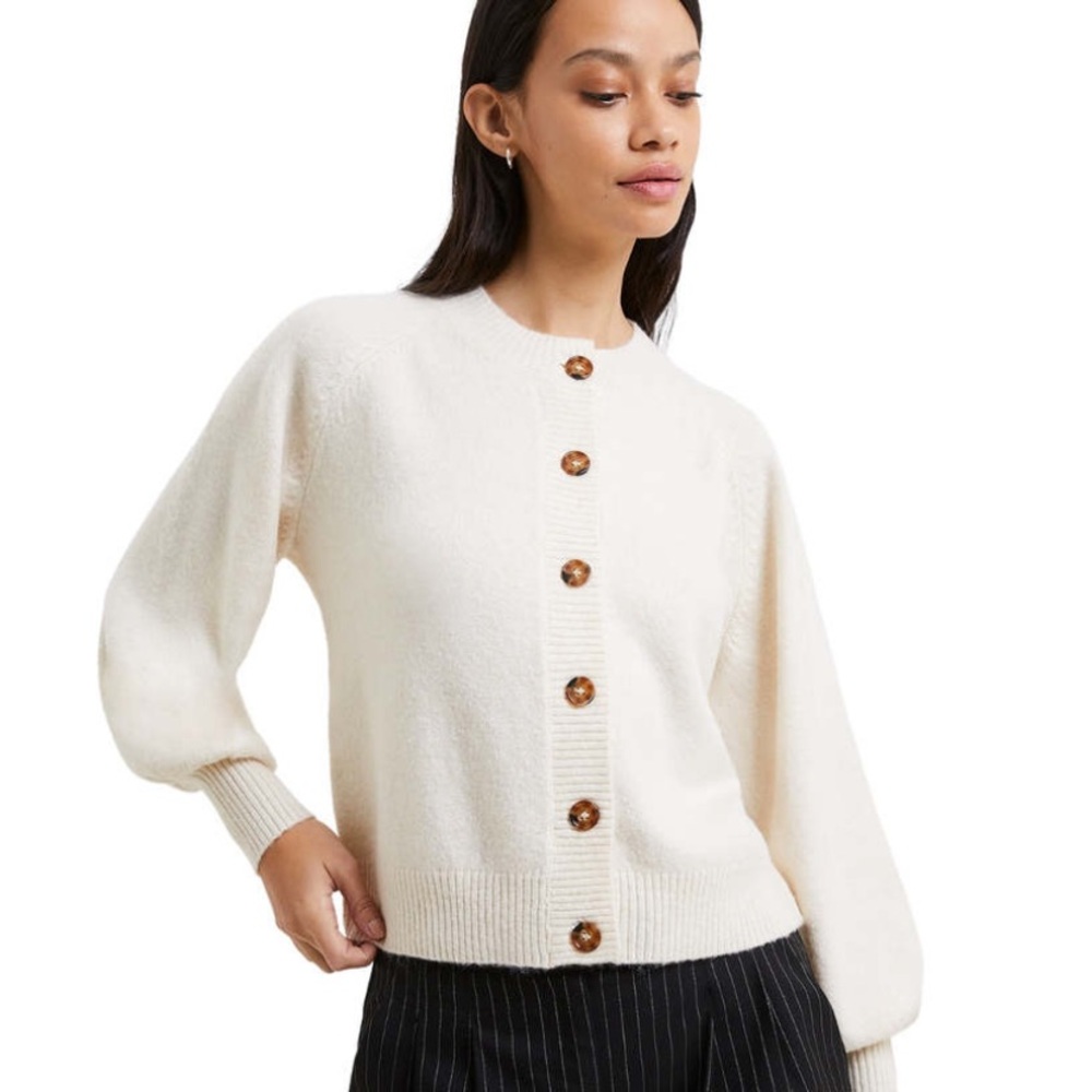 French Connection Ivory Button-Front Cardigan - image 1